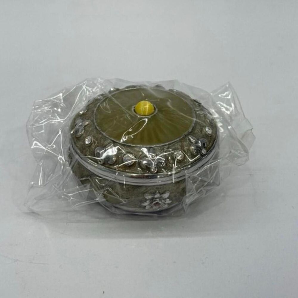 Enameled Round Trinket Box Green